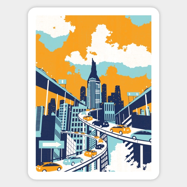 Caspian_car metropolis Sticker by Neil Webb | Illustrator